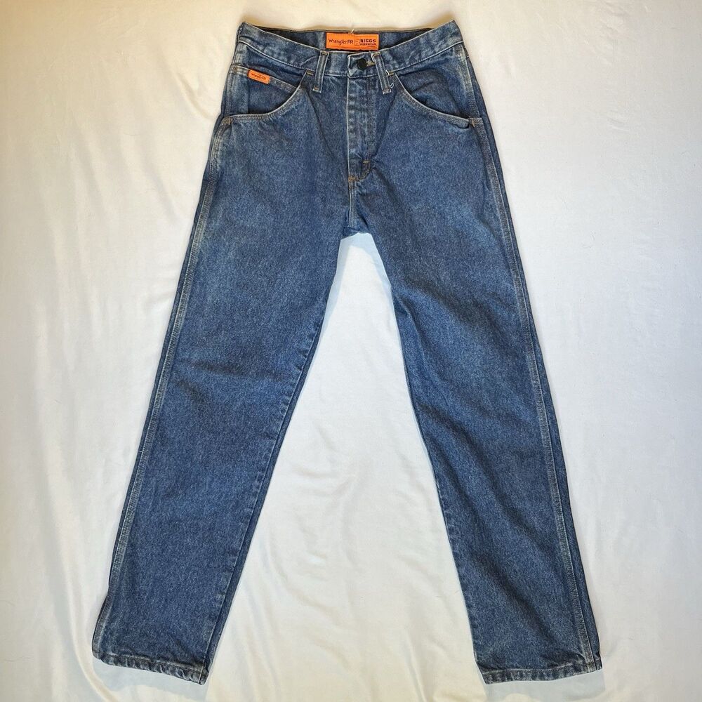 Wrangler Riggs FR Jeans Mens 29x32 Medium Wash Blue Denim Relaxed Fit Work
